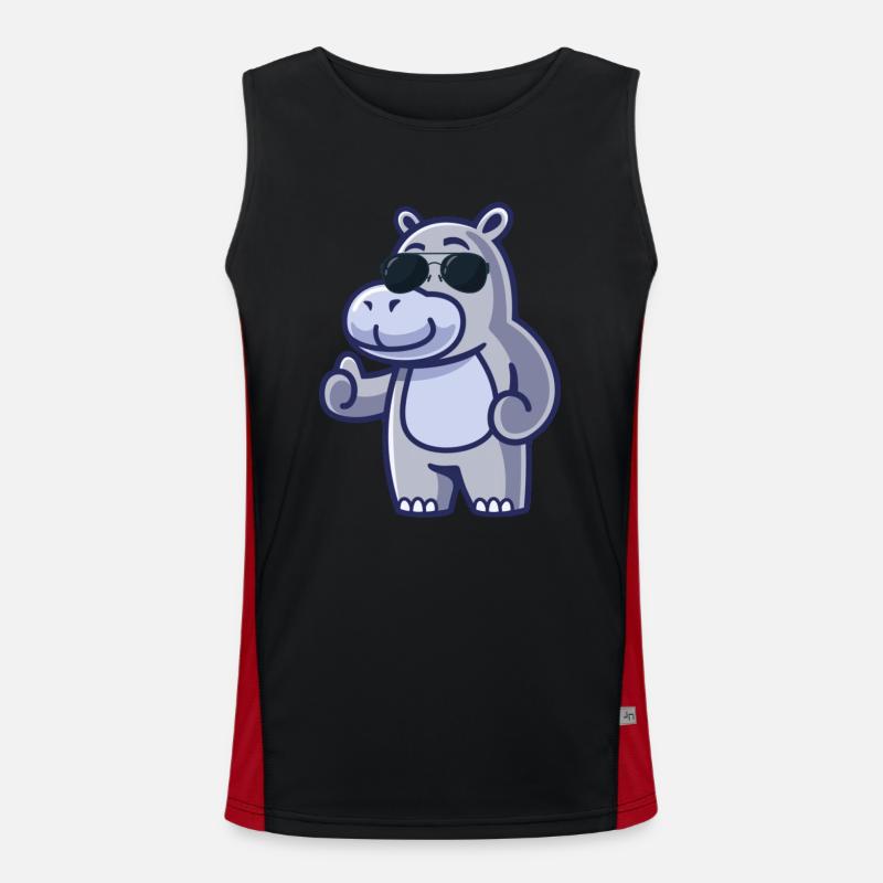 Coole Sonnenbrille Hippo Tier Geschenk Nilpferd Funktionelles Kontrast-Tank Top für Männer 