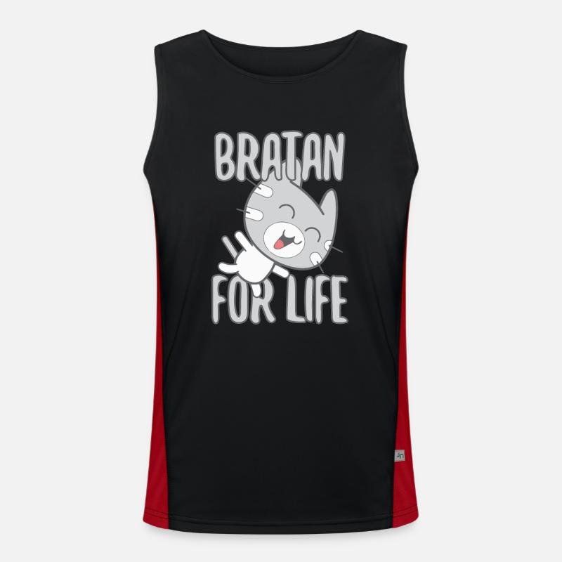 Bratan Katze Kater grau Geschenk Funktionelles Kontrast-Tank Top für Männer 