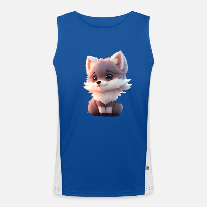 Cute Tiny Hyperrealistic Anime Wolf Tee, Pet Men's Functional Contrast Tank Top 