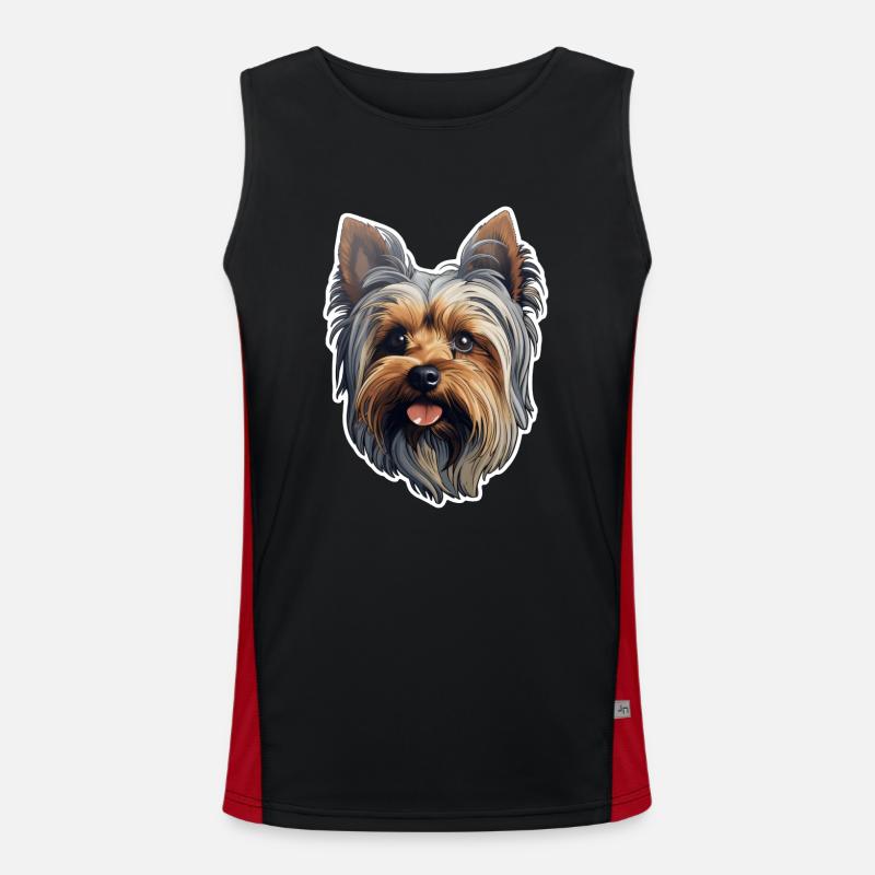Yorkshire Terrier Head - Men's Functional Contrast Tank Top - black/red