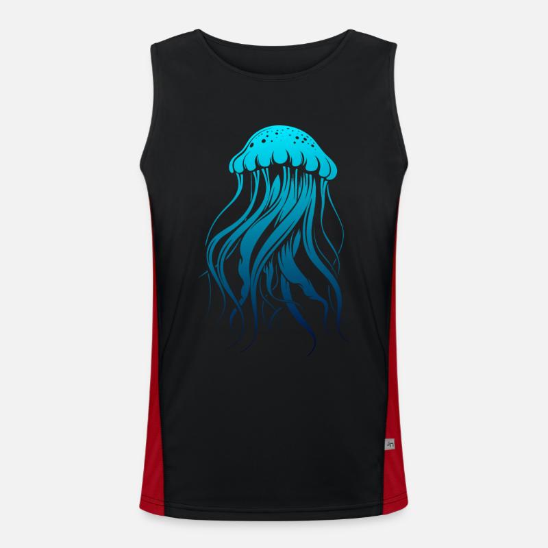 Glow With The Flow, Qualle mit Tentakeln, Spruch Funktionelles Kontrast-Tank Top für Männer 