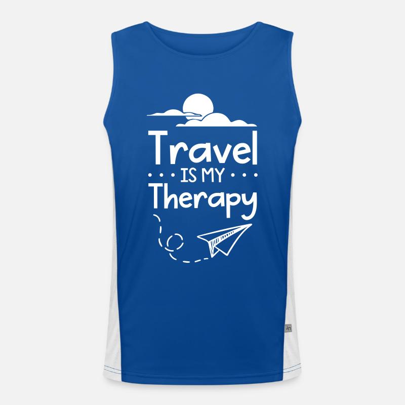 Travel is My Therapy Funktionelles Kontrast-Tank Top für Männer 
