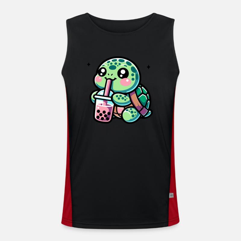 Bubble Tea Turtle Boba Tea Kawaii Gift Men's Functional Contrast Tank Top 