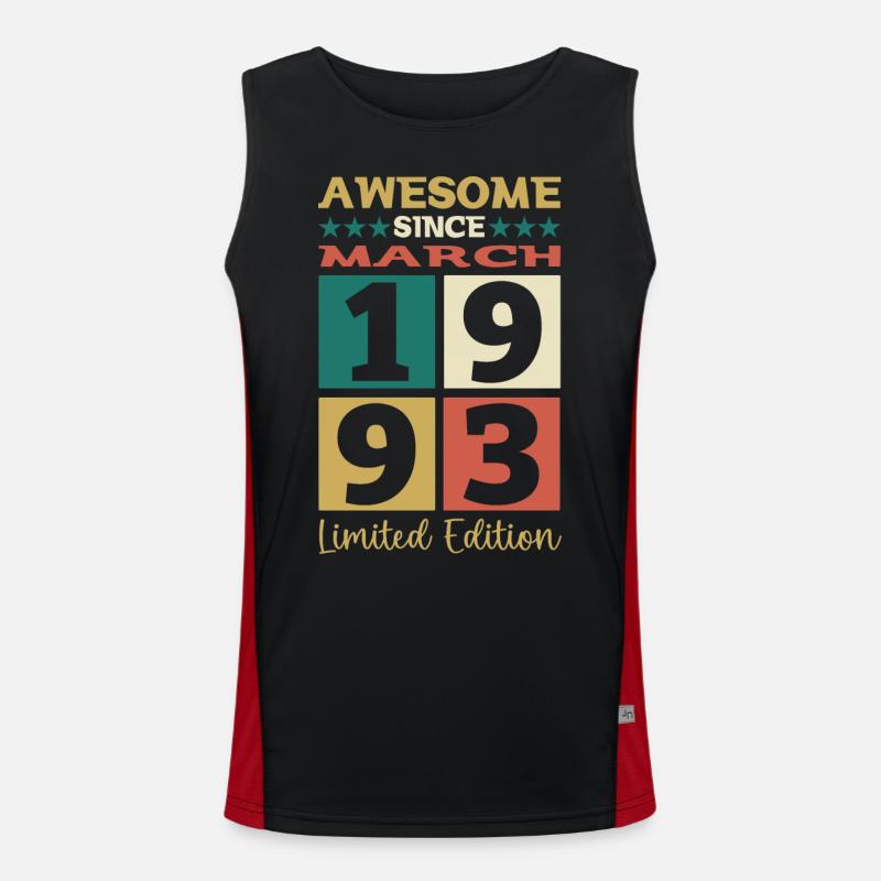 30th birthday man March born 1993 Awesome Men's Functional Contrast Tank Top 