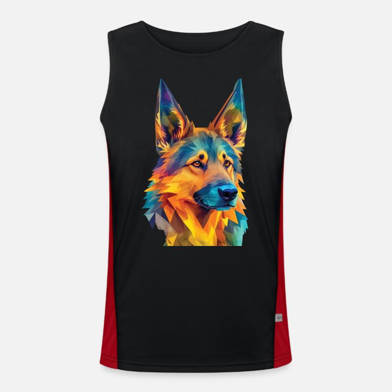 Geometric German Shepherd Dog Art Men's Functional Contrast Tank Top 