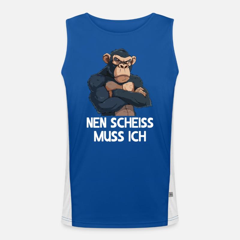 Schimpanse Affe Primat Nen scheiss muss ich Funktionelles Kontrast-Tank Top für Männer 