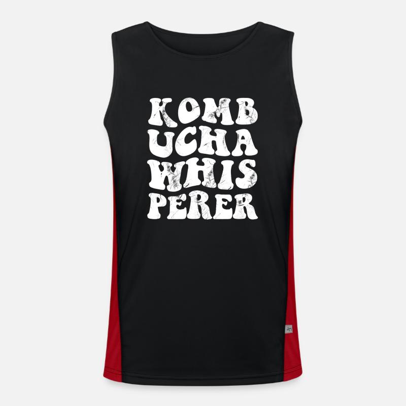Kombucha Whisperer - White - Men's Functional Contrast Tank Top  - black/red