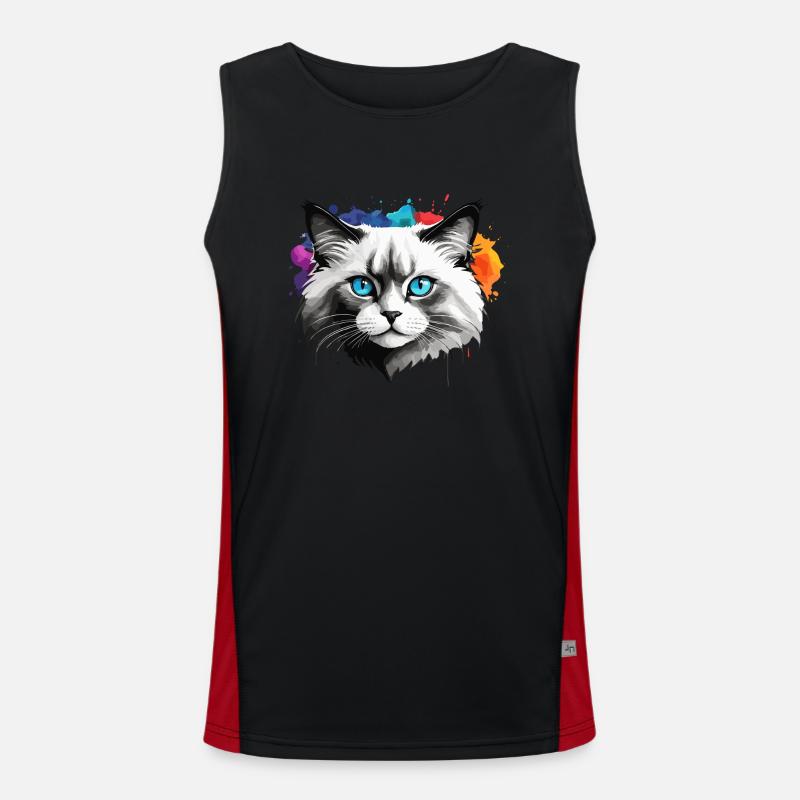 Ragdoll chat mignon mignon aquarelle peinture éclaboussure Débardeur respirant contrasté Homme 