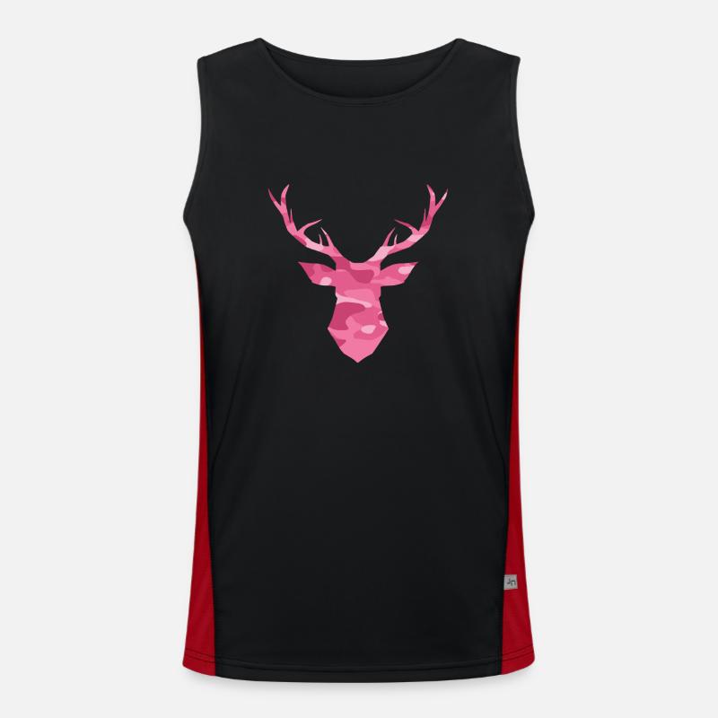 Hirschkopf Geweih Camouflage pink Funktionelles Kontrast-Tank Top für Männer 