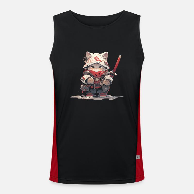 Chat mignon samouraï Débardeur respirant contrasté Homme 
