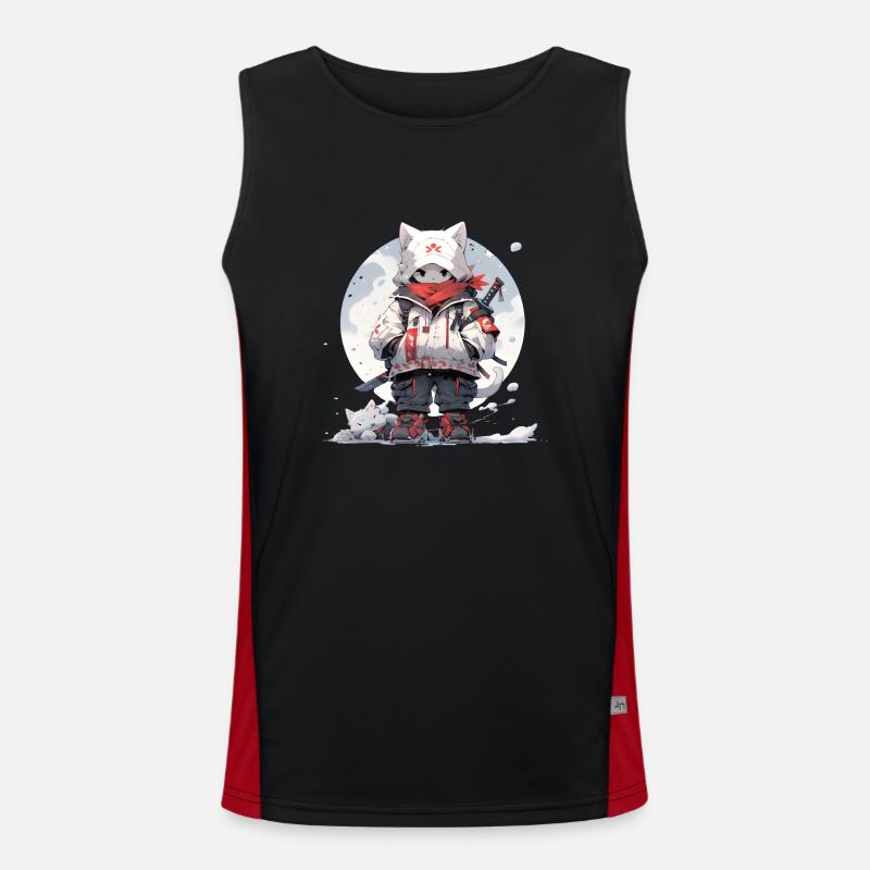 Chat samouraï mignon Débardeur respirant contrasté Homme 