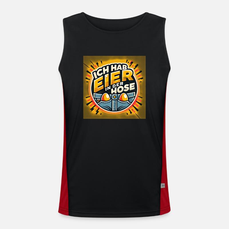 Spruch Ich hab Eier in der Hose Funktionelles Kontrast-Tank Top für Männer 