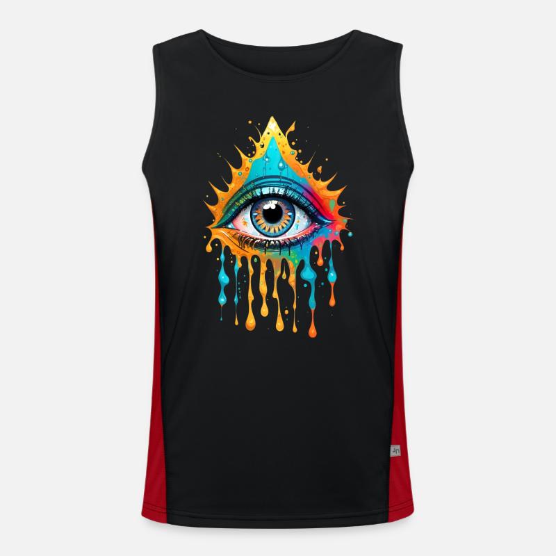 Paint Splash Eye Design Men's Functional Contrast Tank Top 
