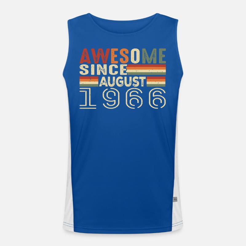 August 1966 Vintage Birthday Gift 58 Year Old Men's Functional Contrast Tank Top 