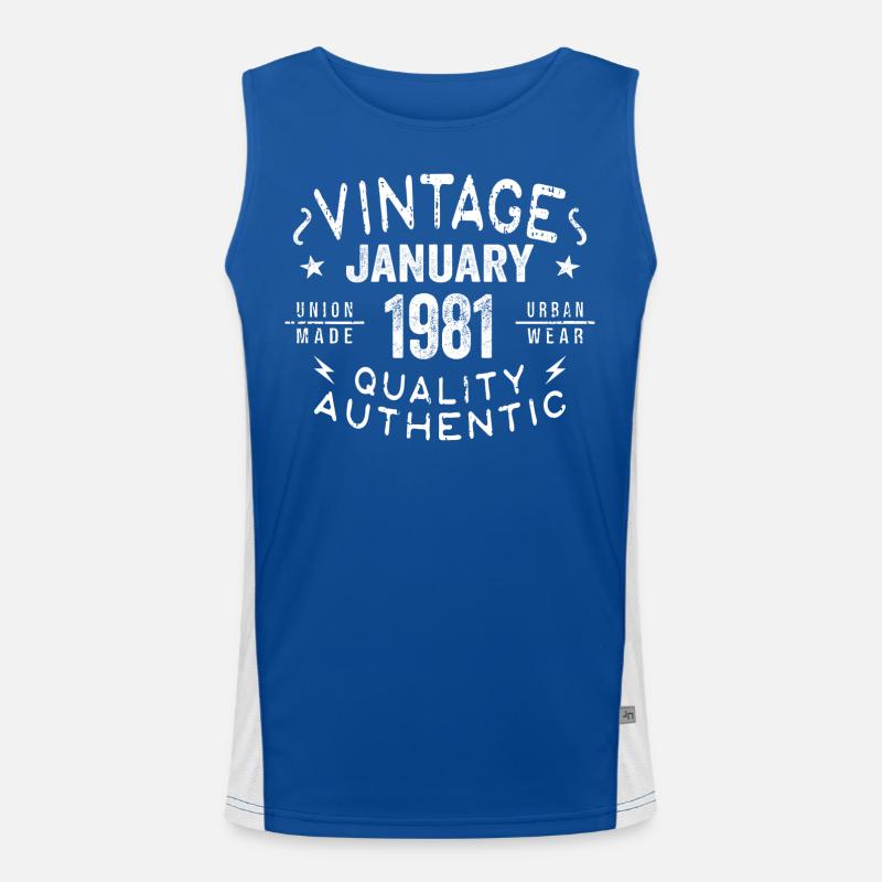 Cadeau d’anniversaire 1981 - Né en janvier 1981 Débardeur respirant contrasté Homme 