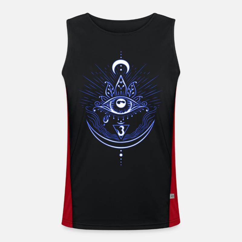 Third Eye Chakra Symbol Third Eye - Men's Functional Contrast Tank Top  - black/red
