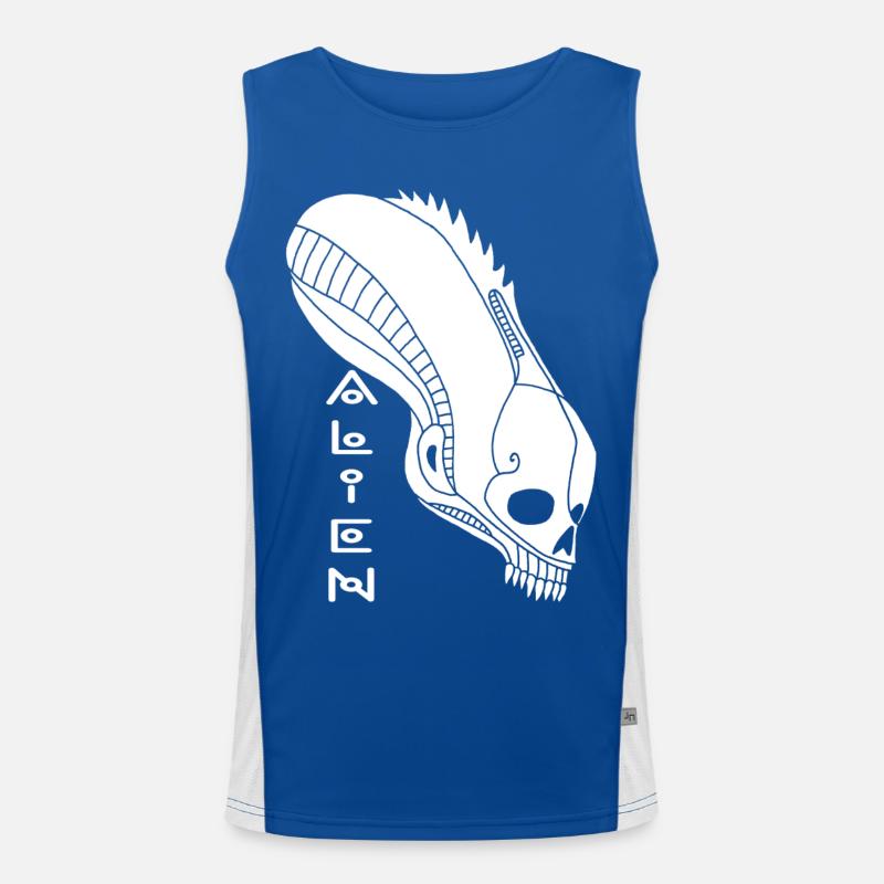 Weißer Alien-Schädel Funktionelles Kontrast-Tank Top für Männer 