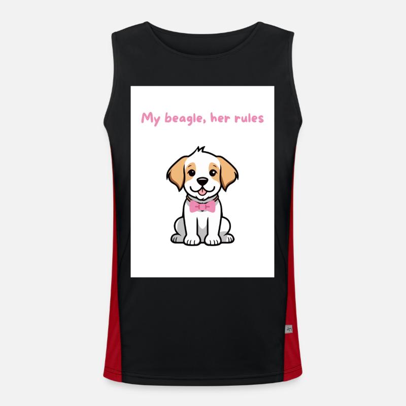 My beagle, her rules - Men's Functional Contrast Tank Top  - black/red