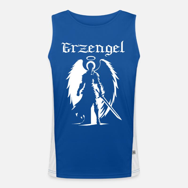 Erzengel Silhouette Design – Himmlische Kraft Funktionelles Kontrast-Tank Top für Männer 