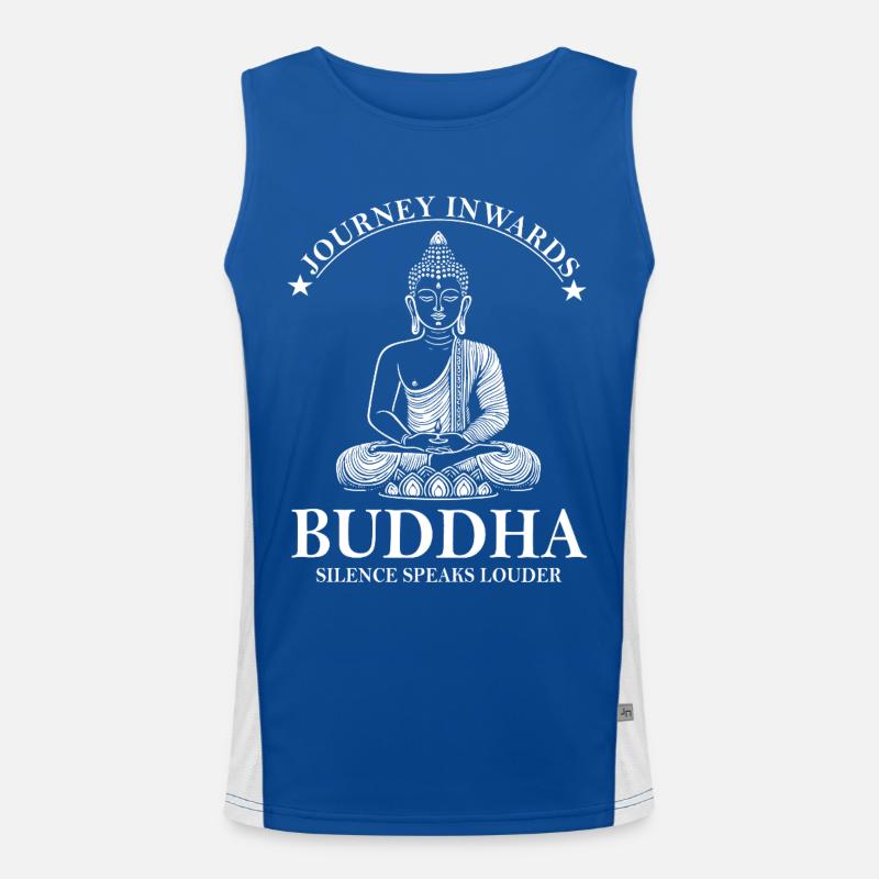 Buddha Design – Silence Speaks Louder Funktionelles Kontrast-Tank Top für Männer 