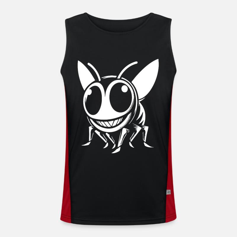 Funny Wasp Design – Comic Fun - Men's Functional Contrast Tank Top  - black/red