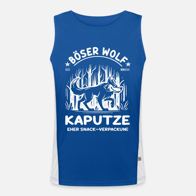 Lustiger Böser Wolf – Comic Design Funktionelles Kontrast-Tank Top für Männer 