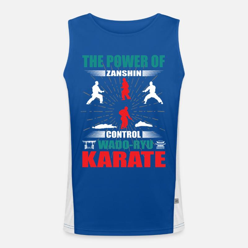 Wado-Ryu Karate Zanshin Design Funktionelles Kontrast-Tank Top für Männer 