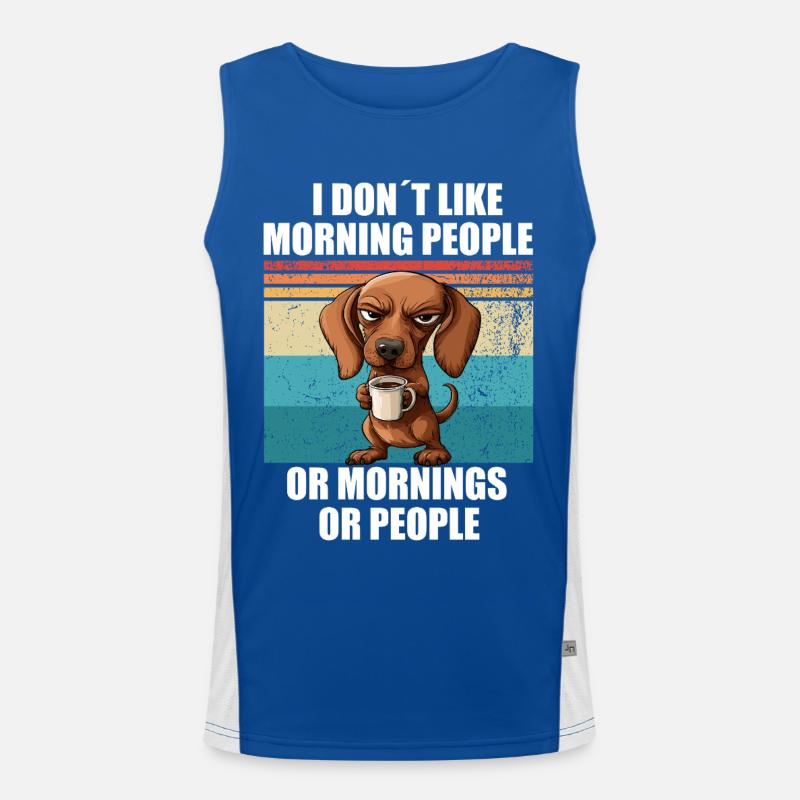 Dackel mit Kaffee I dont like Morning People Funktionelles Kontrast-Tank Top für Männer 
