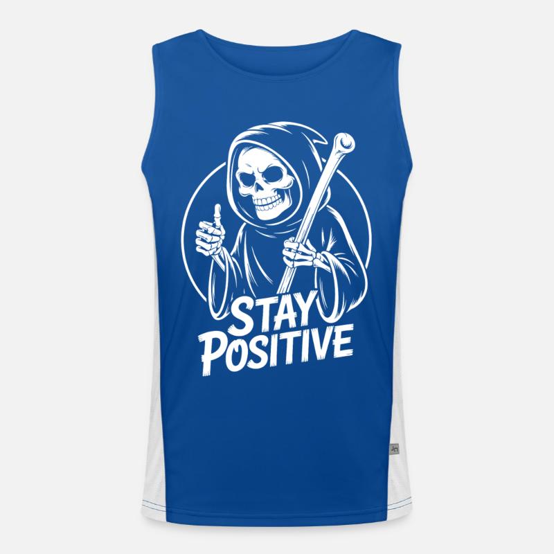 Bleib Positiv Grim Reaper Design Funktionelles Kontrast-Tank Top für Männer 