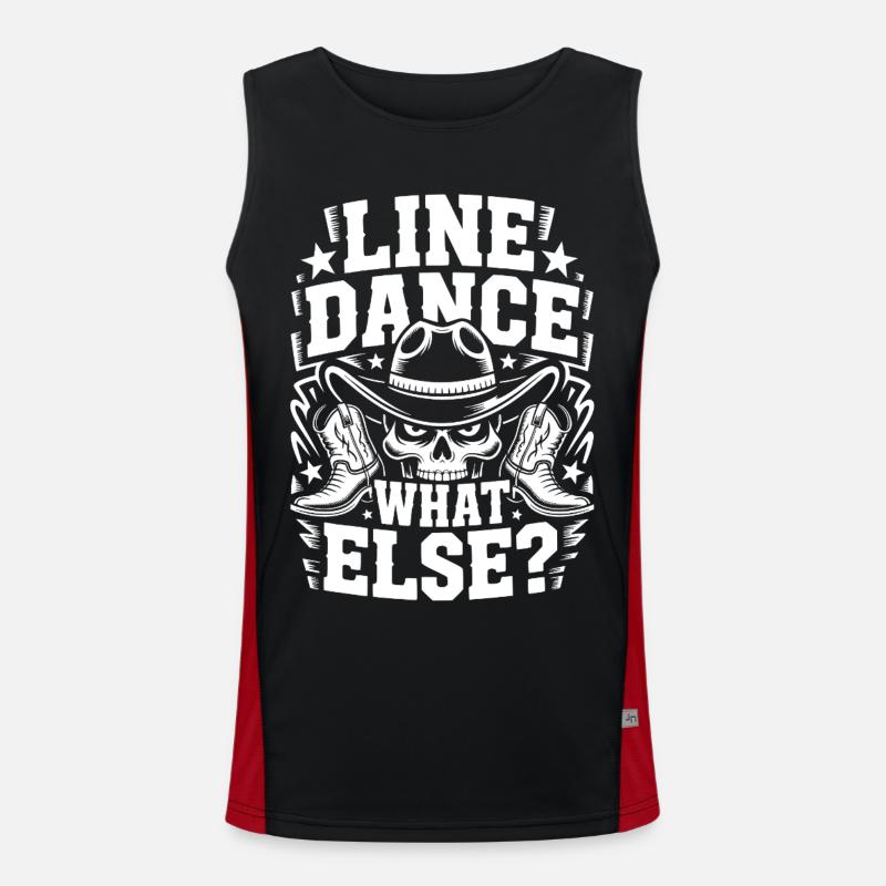 Line Dance Skull Cowboy Logo - Men's Functional Contrast Tank Top - black/red