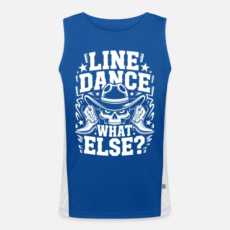 Line Dance Skull Cowboy Logo Funktionelles Kontrast-Tank Top für Männer 