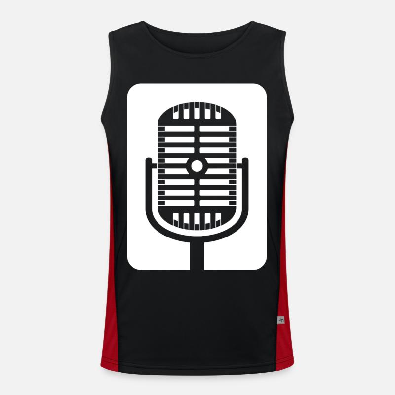 Retro Microphone Emblem - Men's Functional Contrast Tank Top  - black/red