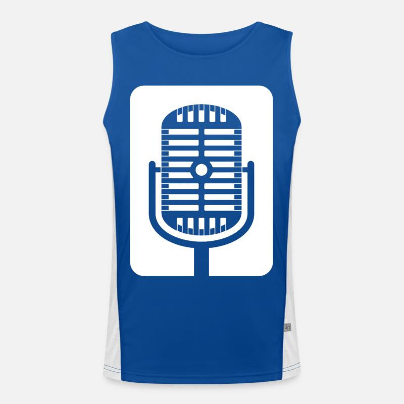 Retro Microphone Emblem Men's Functional Contrast Tank Top 
