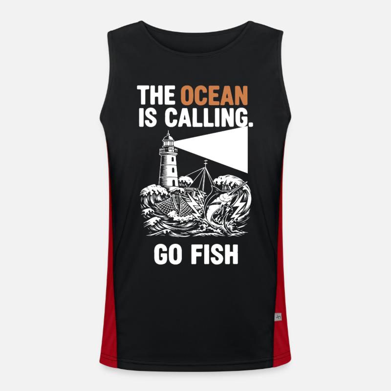 Pêche Mer Ocean Go Fish - Men's Functional Contrast Tank Top - black/red