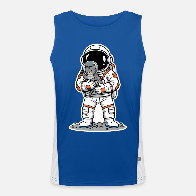 Chat Gris Astronaute Espace Câlin Mignon Débardeur respirant contrasté Homme 