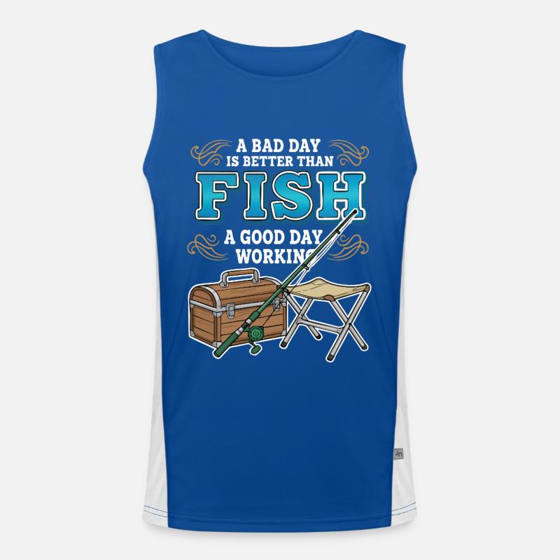 Camping Pêche Humour Bad Day Fish Better Working Débardeur respirant contrasté Homme 