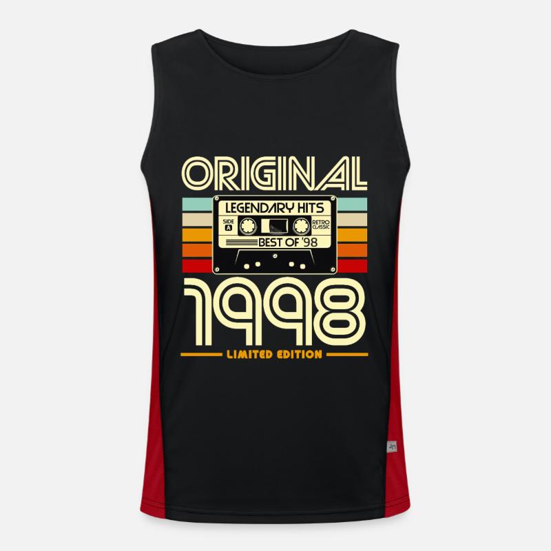 Original 1998 Retro Cassette - Men's Functional Contrast Tank Top - black/red