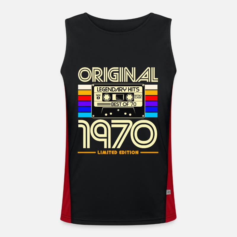 Original 1970's Cassette Retro Edition - Men's Functional Contrast Tank Top  - black/red