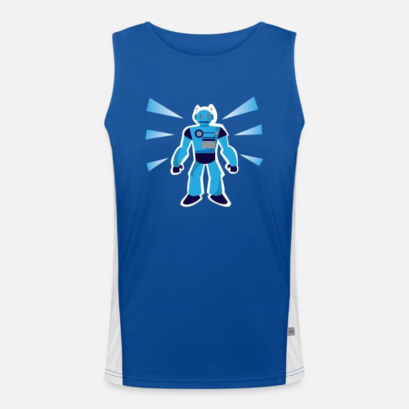 Blue Robot Cyborg Robots Machine Gift Men's Functional Contrast Tank Top 