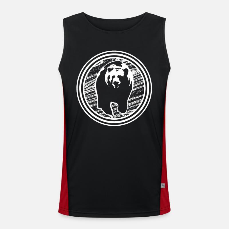 Bear Canada Bear head - Men's Functional Contrast Tank Top - black/red