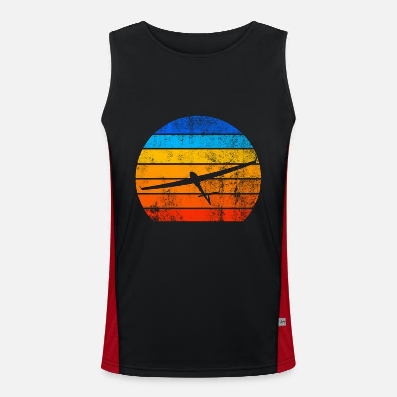 Gliding glider sunset - Men's Functional Contrast Tank Top  - black/red