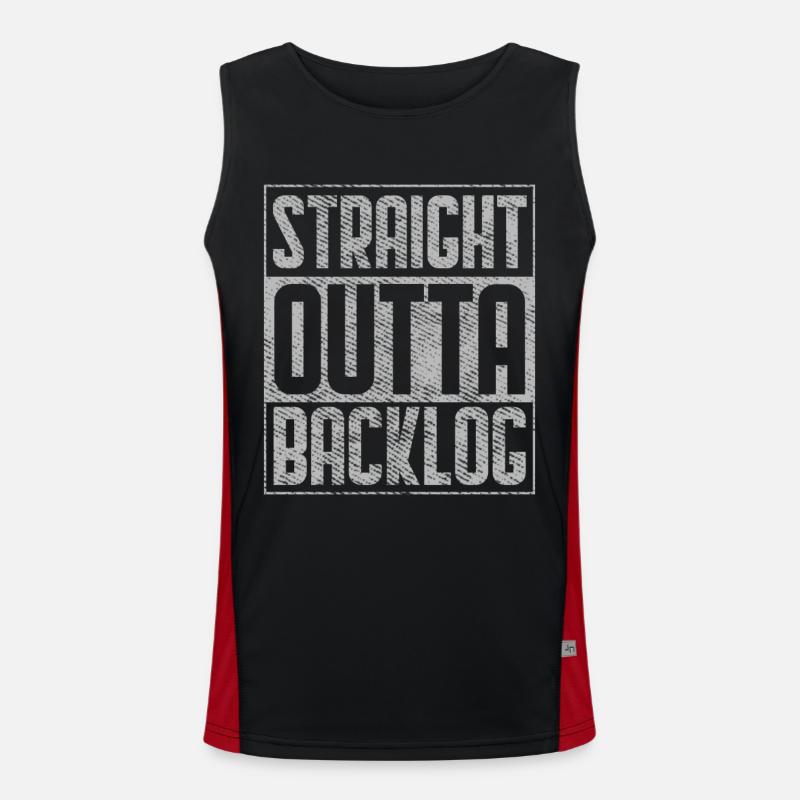 Straight Outta Backlog logiciel de codage Geek Débardeur respirant contrasté Homme 