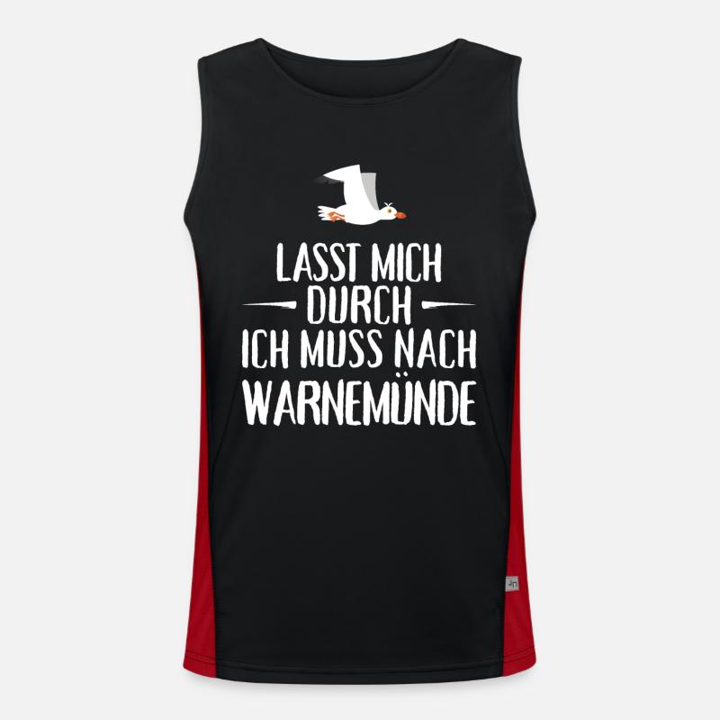 Lasst mich durch ich muss nach Warnemünde Möwe Funktionelles Kontrast-Tank Top für Männer 