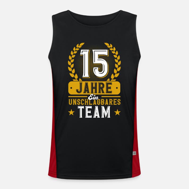 15. Hochzeitstag Ehepaar Kristallhochzeit Geschenk Funktionelles Kontrast-Tank Top für Männer 