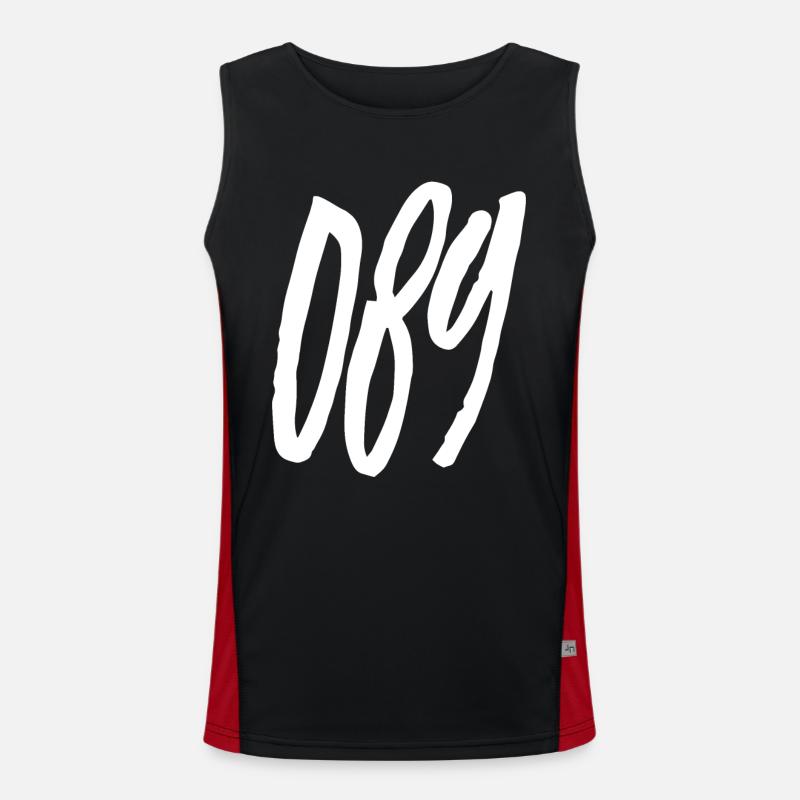 089 Area code Munich - Men's Functional Contrast Tank Top  - black/red