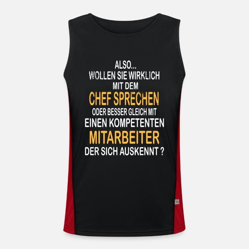 Wollen Sie Mit Dem Chef Sprechen Mitarbeiter Funktionelles Kontrast-Tank Top für Männer 