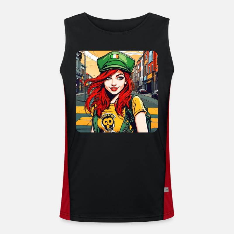 Cooles irisches rothaariges Mädchen Funktionelles Kontrast-Tank Top für Männer 