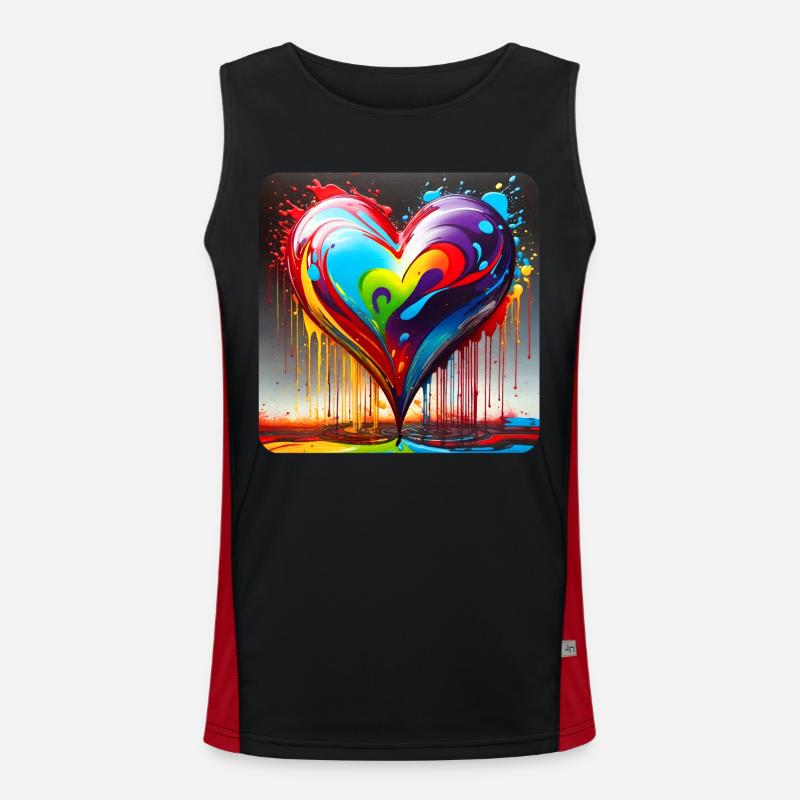 Herz im Graffiti Style Funktionelles Kontrast-Tank Top für Männer 