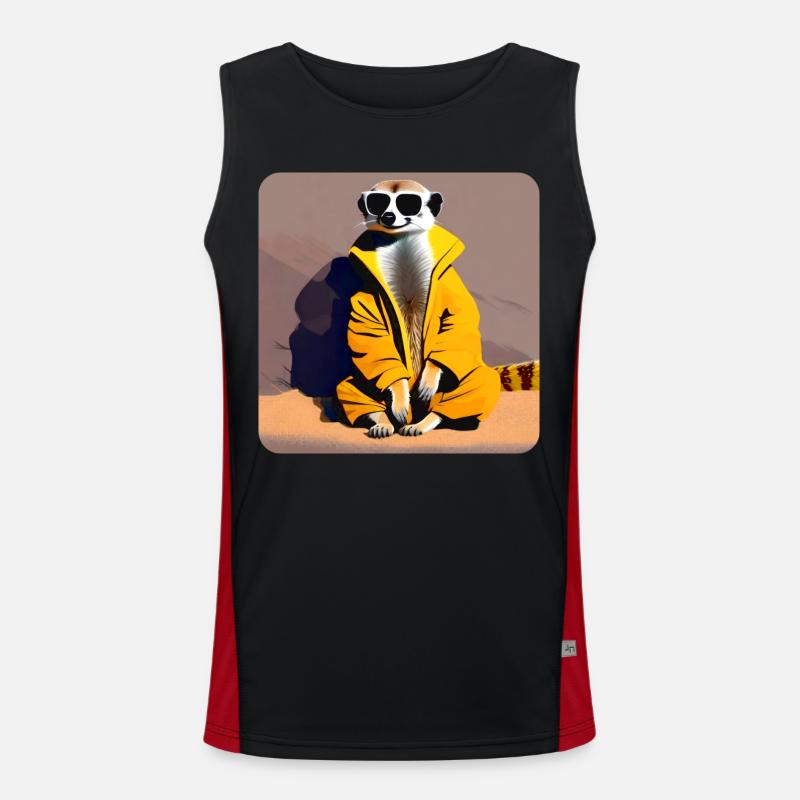 Faules cooles Erdmännchen mit Sonnenbrille Funktionelles Kontrast-Tank Top für Männer 