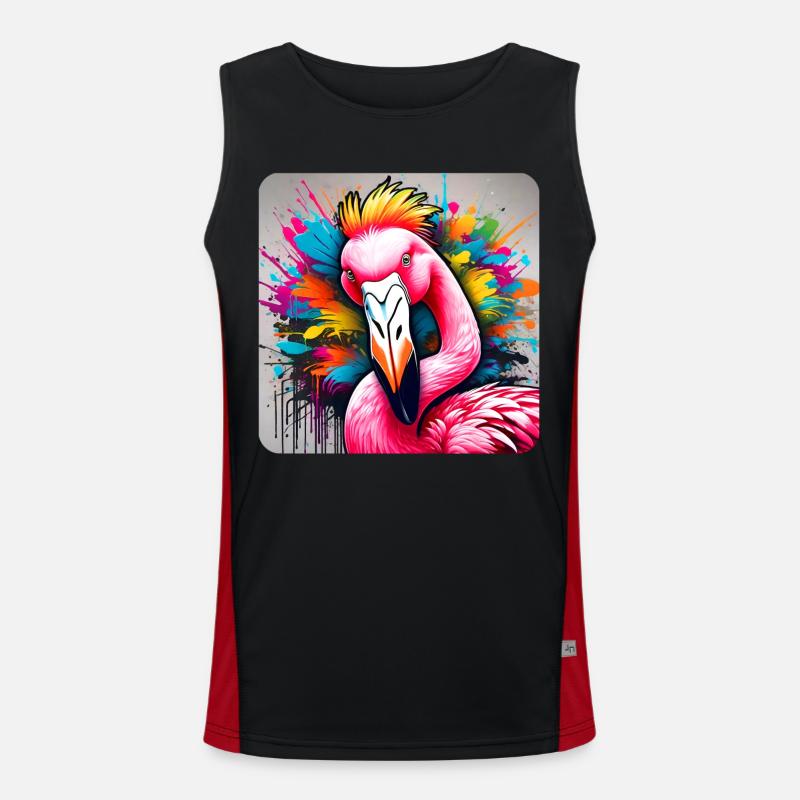 Cooler pinker Flamingo im Graffiti Style Funktionelles Kontrast-Tank Top für Männer 